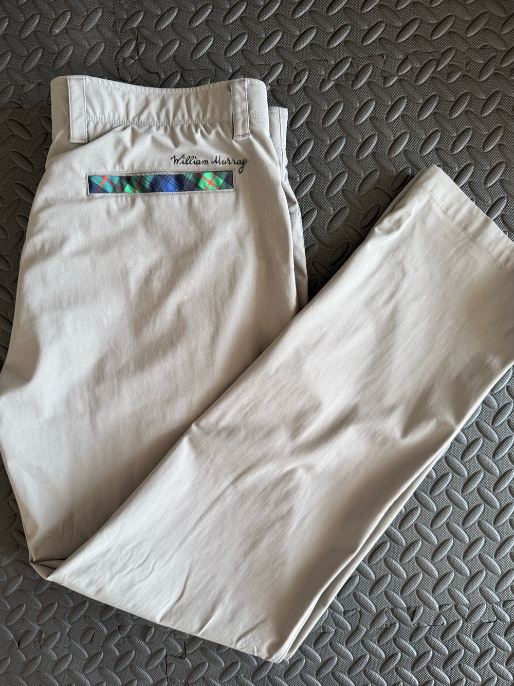 William Murray Golf Khaki Performance Chinos with Patterned Trim